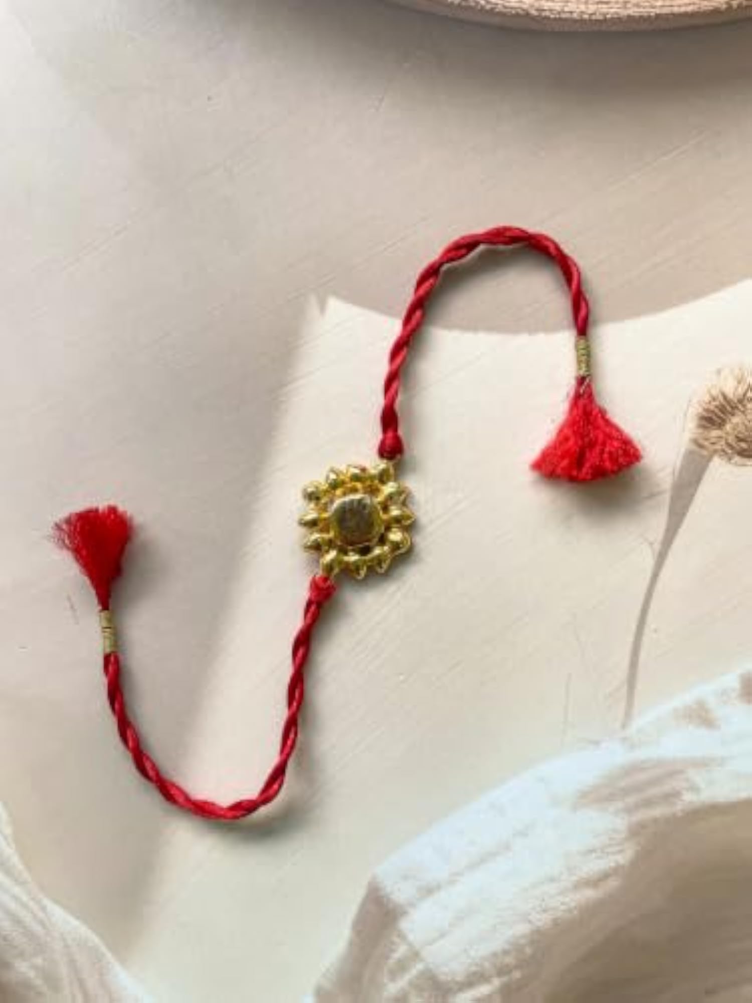 Handmade Kundan Floral Rakhi for Brother, Traditional Gift